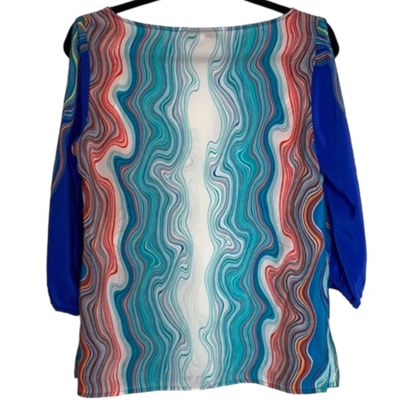 TRINA Turk Merrick Open Sleeve Silk Blouse in Deep Sea - Picture 3 of 6